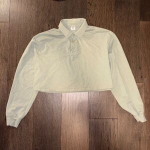 Green Sunday Best Collared Crop Long sleeve